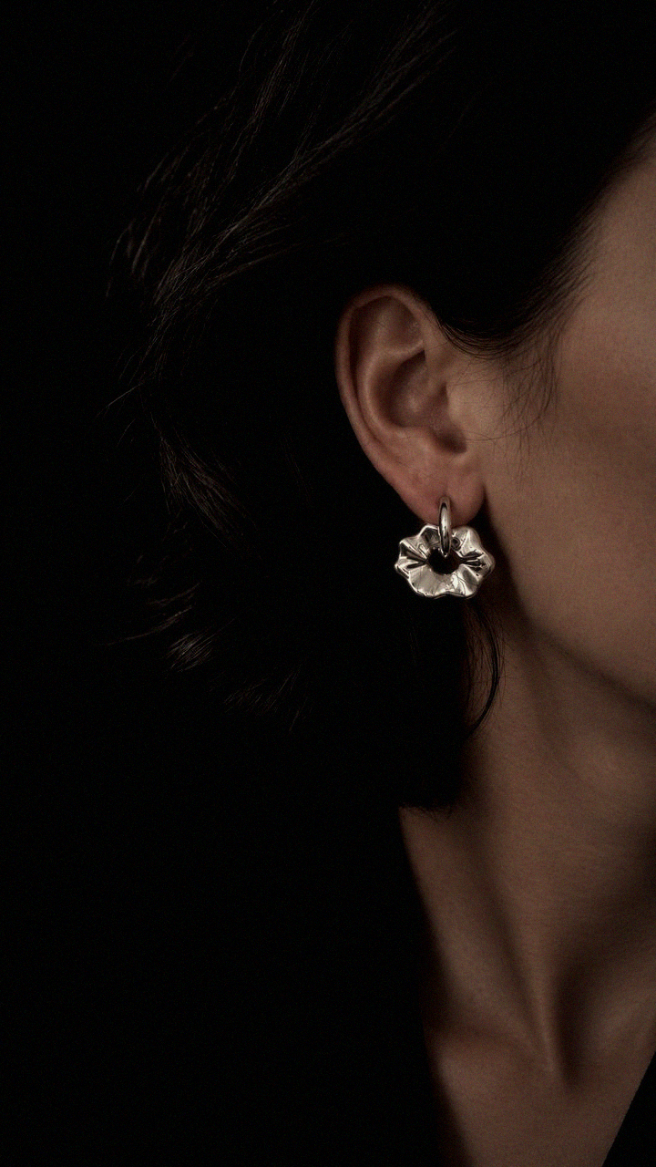 Blinking Bloom Earrings on model
